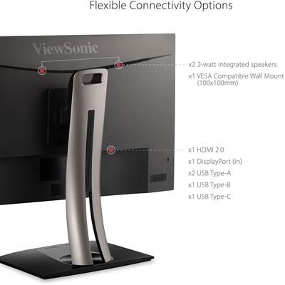 ViewSonic VP2756-4K 27 Inch ColorPro™ 4K UHD IPS Monitor with 60W USB C, sRGB and Pantone Validated