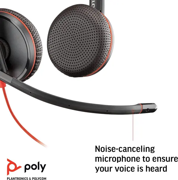 HP Poly Blackwire 3225 Stereo USB-C Headset with 3.5mm Plug & USB-C/A Adapter (8X229AA)