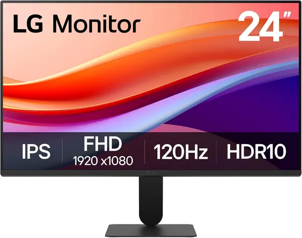  LG 24U411A-B 24-inch Full HD (1920 x 1080) IPS Computer Monitor, 120Hz, HDR10, Reader Mode, Flicker Safe, HDMI, Slim Stand Base, Black 
