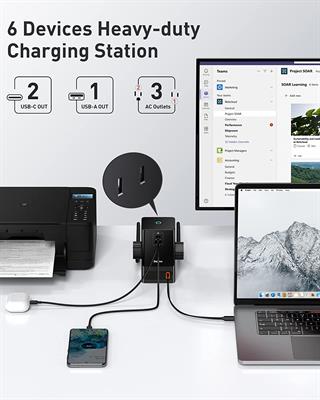 Baseus PowerCombo 6in1 Digital PowerStrip  3AC +1U +1C + Retractable Type C