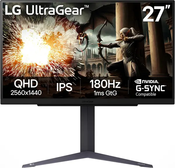 LG 27GS75Q-B 27" UltraGear QHD Gaming Monitor – 180Hz (O/C 200Hz), G-SYNC, FreeSync