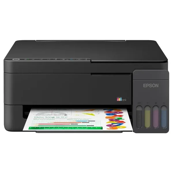 Epson EcoTank L3350 All in One Ink Tank Printer, 5760 x 1440 dpi, 33 ppm, 15 ppm Color, 1200 x 2400 dpi Scanner, Manual Duplex, USB Connectivity, Print/Copy/Scan, Wi-Fi, Black | L3350