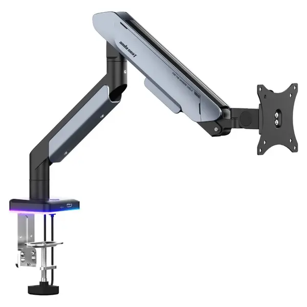 Anda Seat Stealth Pro II A9 RGB Ergonomic Single Monitor Arm – Black Titanium (AD-W-A9X-1S-BT)