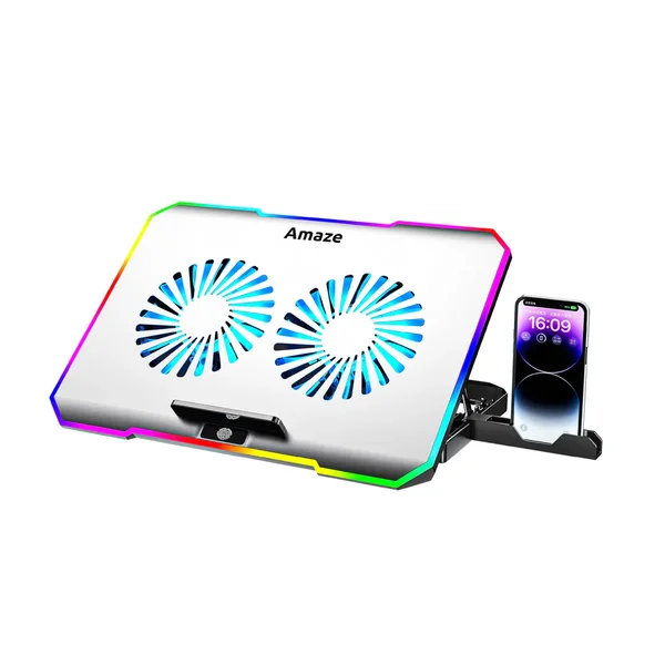 Amaze A505 RGB Dual Fan Laptop Cooling Pad with Adjustable Stand