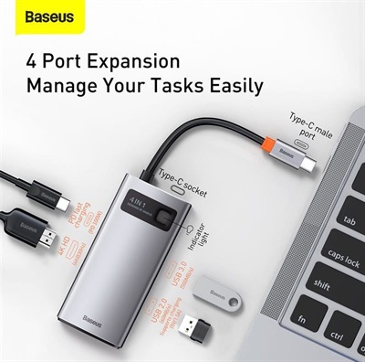 Baseus Metal Gleam Series 4 in 1 Multifunctional Type-c Hub