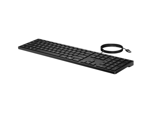HP Wired Desktop 320K USB Keyboard Full Size Quiet Keys Black (9SR37UT)