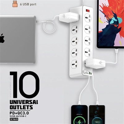 LDNIO SC10610 10 Outlets Power Extension Strip