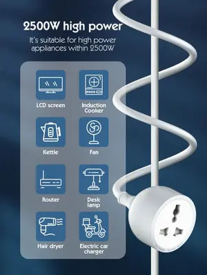 LDNIO SC1017 2500W Extension Cord with Universal Power Socket – 5 Meter, White, EU Plug