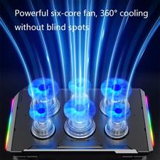 R8 MAX Six Fan Gaming Laptop Cooler Two USB Port RGB Lighting Laptop Cooling Pad Notebook Stand for 12-17 inch Laptop