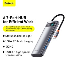 Baseus Metal Gleam Series 7-In-1 Multifunctional Type-C HUB Docking Station