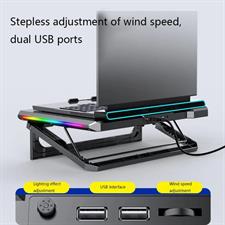 R8 MAX Six Fan Gaming Laptop Cooler Two USB Port RGB Lighting Laptop Cooling Pad Notebook Stand for 12-17 inch Laptop