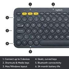 Logitech K380 Multi-Device Wireless Bluetooth Keyboard (Off-White/Rose/ Graphite/Blue)