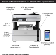 Epson EcoTank M3170 Mono Print/Scan/Copy/Fax Wi-Fi Tank Printer