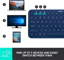 Logitech K380 Multi-Device Wireless Bluetooth Keyboard (Off-White/Rose/ Graphite/Blue)