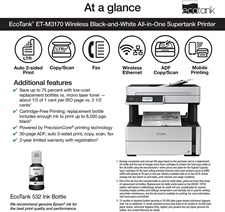 Epson EcoTank M3170 Mono Print/Scan/Copy/Fax Wi-Fi Tank Printer