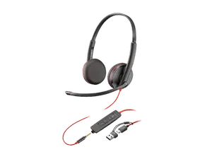 HP Poly Blackwire C3225 Stereo Headset with 3.5mm Plug & USB-A Adapter 