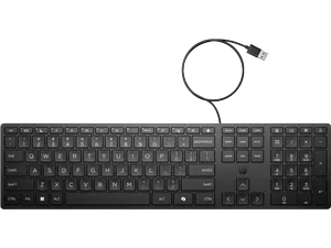 HP Wired Desktop 320K USB Keyboard Full Size Quiet Keys Black (9SR37UT)