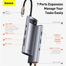 Baseus Metal Gleam Series 7-In-1 Multifunctional Type-C HUB Docking Station