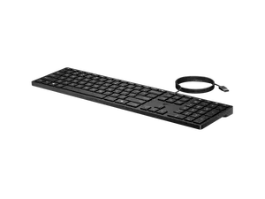 HP Wired Desktop 320K USB Keyboard Full Size Quiet Keys Black (9SR37UT)