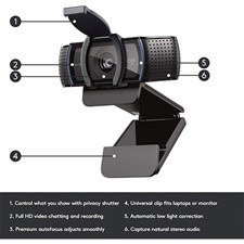 Logitech C920s Pro Full HD Webcam with Privacy Shutter