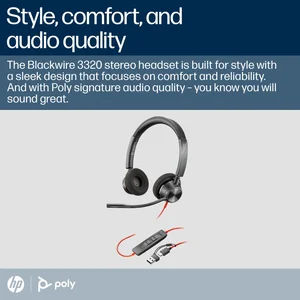 Poly Blackwire 3320 Stereo Microsoft Teams USB-C Headset with USB-C/A Adapter (214013-101)