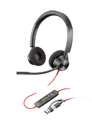 Poly Blackwire 3320 Stereo Microsoft Teams USB-C Headset with USB-C/A Adapter (214013-101)