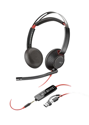 HP Poly Blackwire 5220 Stereo Headset with 3.5mm Plug & USB-A Adapter 