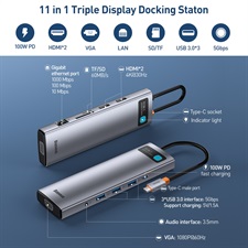 Baseus Metal Gleam Series 11 In 1 Multifunctional Type -C Hub  Docking Station