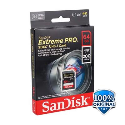 Sandisk 64GB 200MBPS Extreme Pro Memory Card Original