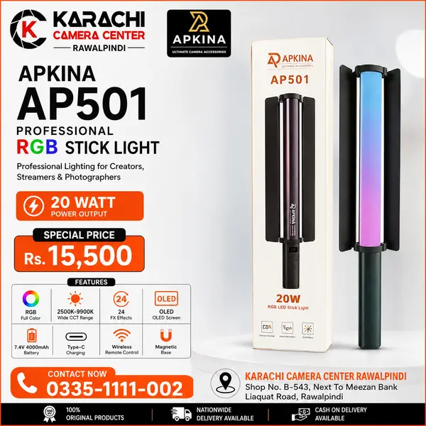 Apkina AP501 Professional RGB Stick Video Light
