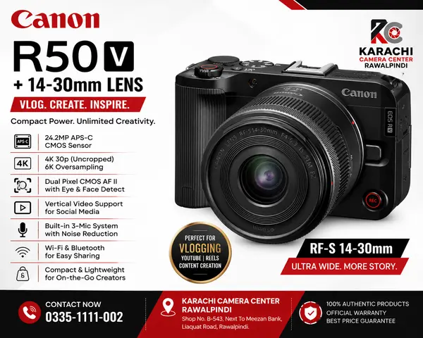 Canon EOS R50 V with RF-S 14-30mm Lens