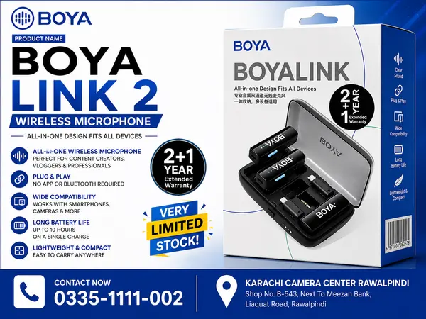 Boya Link 2 Dual Wireless Microphone System (USB-C, Lightning & 3.5 mm TRS)