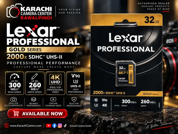 Lexar Professional 2000x 32GB SDHC UHS-II V90 GOLD Series Memory Card