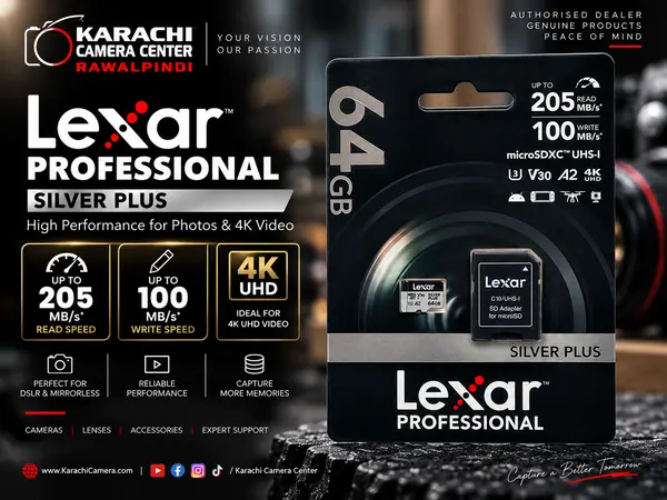 Lexar Professional SILVER PLUS 64GB microSDXC UHS-I V30 A2 Memory Card