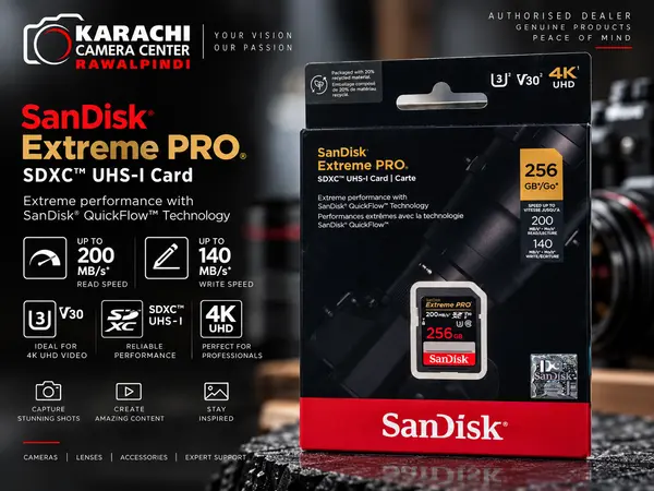 SanDisk Extreme PRO 256GB SDXC UHS-I U3 V30 Memory Card