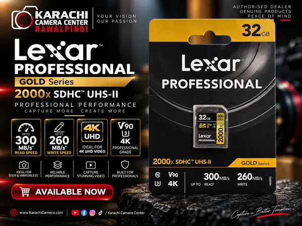 Lexar Professional 2000x 32GB SDHC UHS-II V90 GOLD Series Memory Card