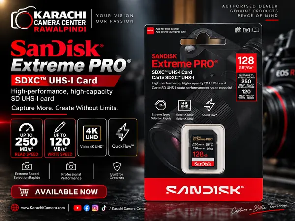 SanDisk Extreme PRO 128GB SDXC UHS-I U3 V30 Memory Card