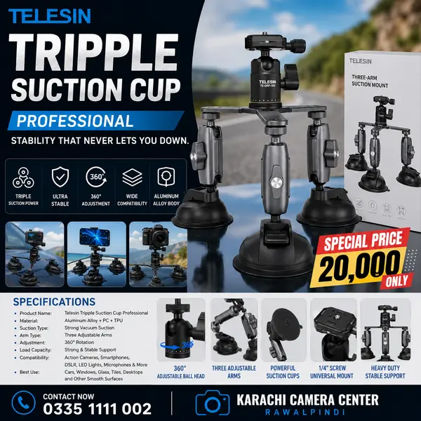 Telesin Triple Suction Mount
