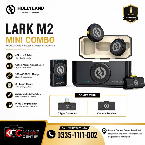 Hollyland LARK M2 Mini Combo Wireless Microphone (USB-C + Camera Receiver)