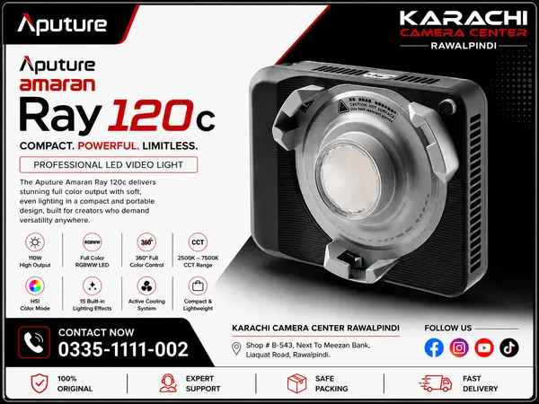 Aputure Amaran Ray 120c RGBWW Full-Color LED Video Light