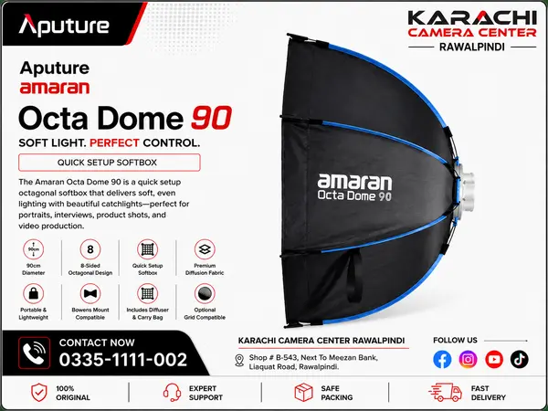 Aputure Amaran Octa Dome 90 – 90cm Quick Setup Octagonal Bowens Mount Softbox
