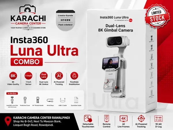 Insta360 Luna Ultra Creator Bundle – 8K Leica Dual-Lens Gimbal Camera