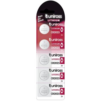 Uniross CR2025 Coin Cell 3v Lithium Battery – Pack of x 5