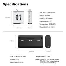 TELESIN Pocket Multifunctional Storage Charging Box for GoPro 9/10/11/12