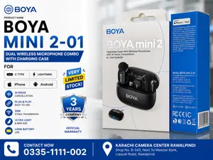BOYA mini 2-01 Dual Wireless Microphone Combo with Charging Case – USB-C + Lightning