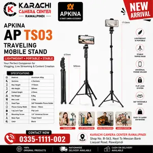 APKINA AP TS03 Traveling Mobile Stand / Tripod with Universal Phone Holder