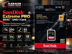 SanDisk Extreme PRO 64GB SDXC UHS-I U3 V30 Memory Card