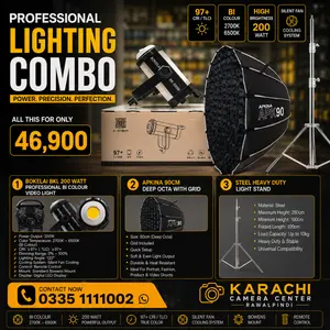 Bokelai BKL200 200W Professional Bi Colour Video Light Combo Kit