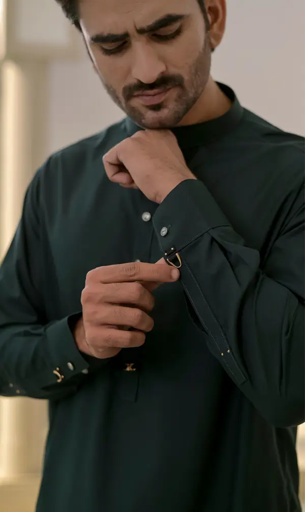 Premium Shalwar Kameez Green Accessories Detailed