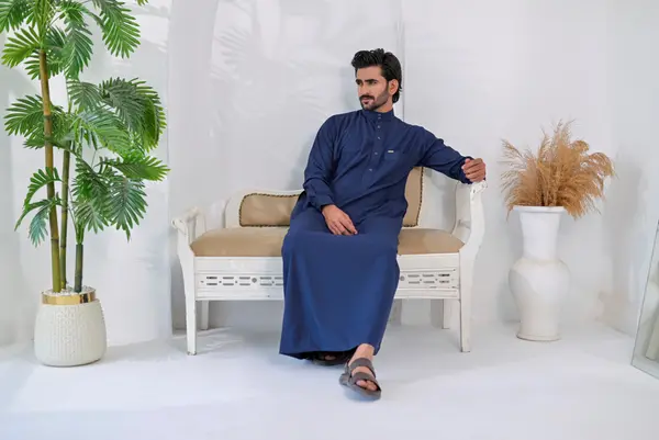 Saudi Thobe Modern (Moderate Blue)